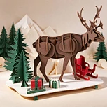 CUPUZ 3D Reindeer Scene Paper Puzzle Santa Little Helper Handmade Craft Toy for Christmas Gift and Toy Shops